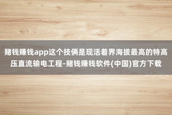 赌钱赚钱app这个技俩是现活着界海拔最高的特高压直流输电工程-赌钱赚钱软件(中国)官方下载
