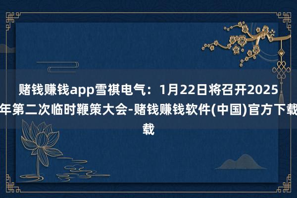 赌钱赚钱app雪祺电气：1月22日将召开2025年第二次临时鞭策大会-赌钱赚钱软件(中国)官方下载